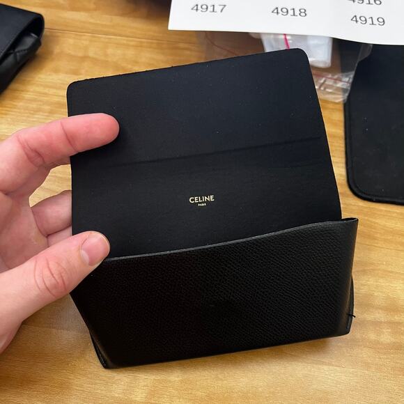 CELINE Paris BLACK AUTHENTIC SUNGLASSES EYEGLASSES CASE ONLY Gold Lettering - Picture 5 of 10